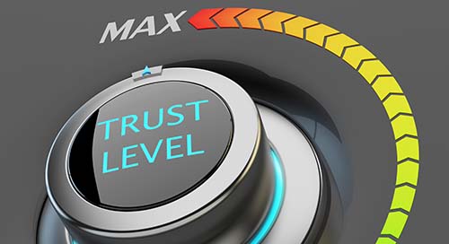 Image of dial that reads TRUST LEVEL